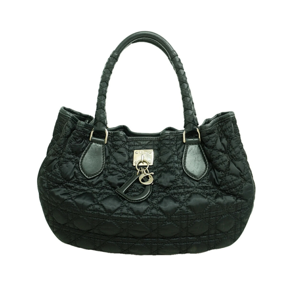 Christian Dior Cannage Nylon Handbag, Black, Women's, P3514158